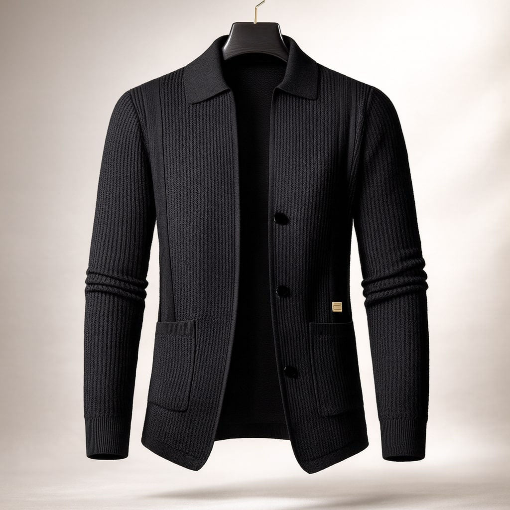 Men's Lombardy Textured Cardigan – Ribbed Button-Front Knit – view 4