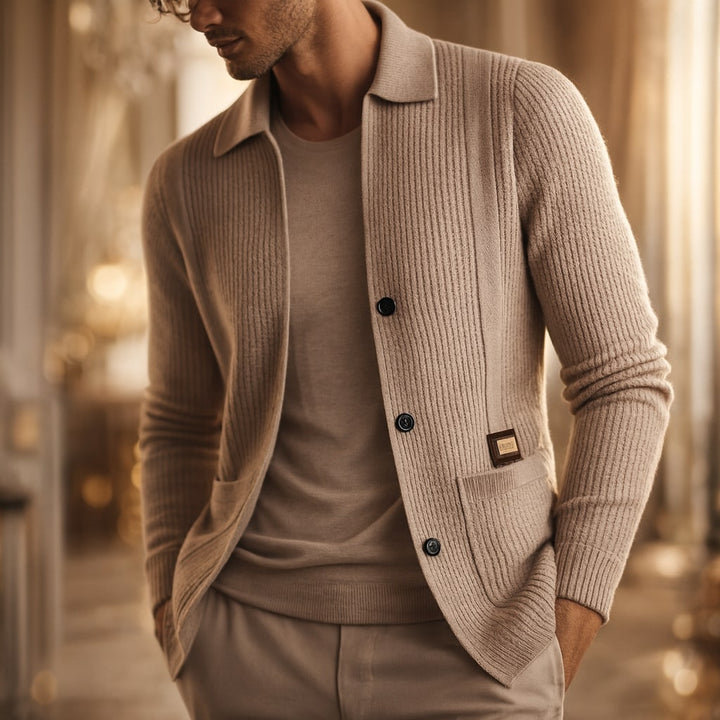 Men's Lombardy Textured Cardigan – Ribbed Button-Front Knit – view 5