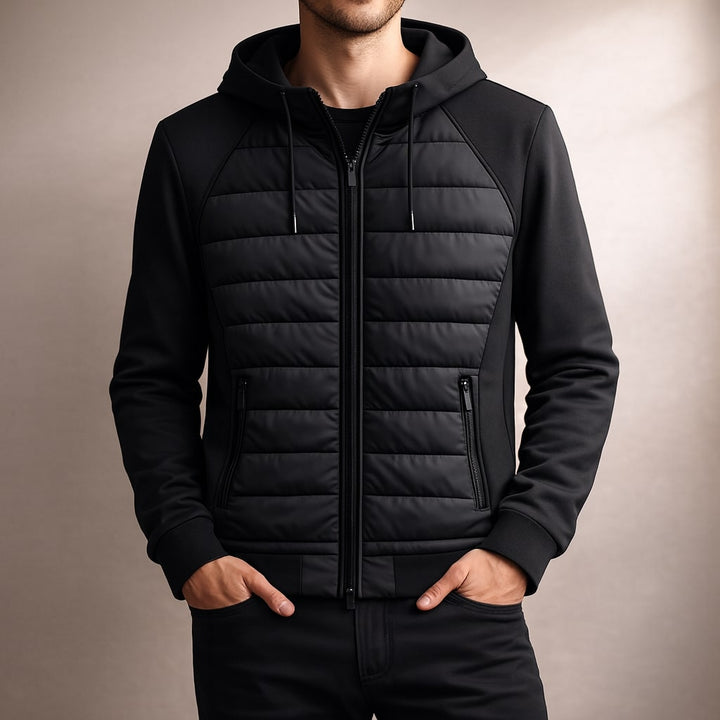 Men's Quilted Zip Hoodie – Insulated Hybrid Layer – view 4