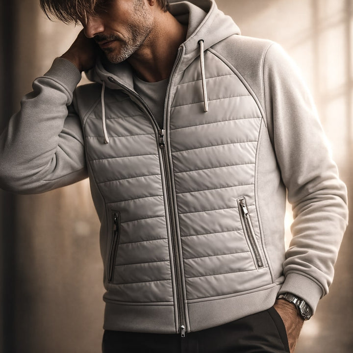 Men's Quilted Zip Hoodie – Insulated Hybrid Layer – view 5