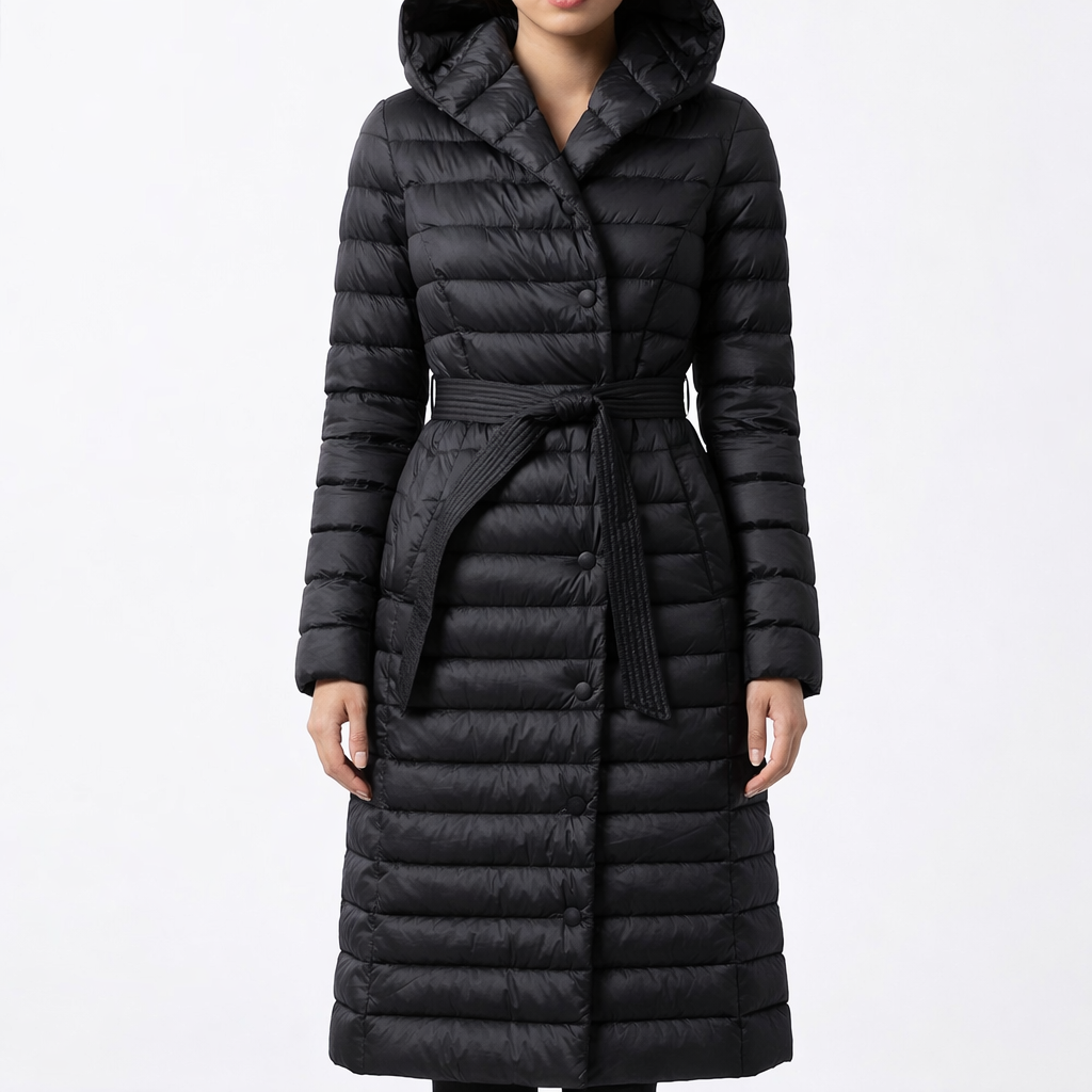 Women's Down Quilted Trench Coat – Belted Mid-Calf Warmth – view 6