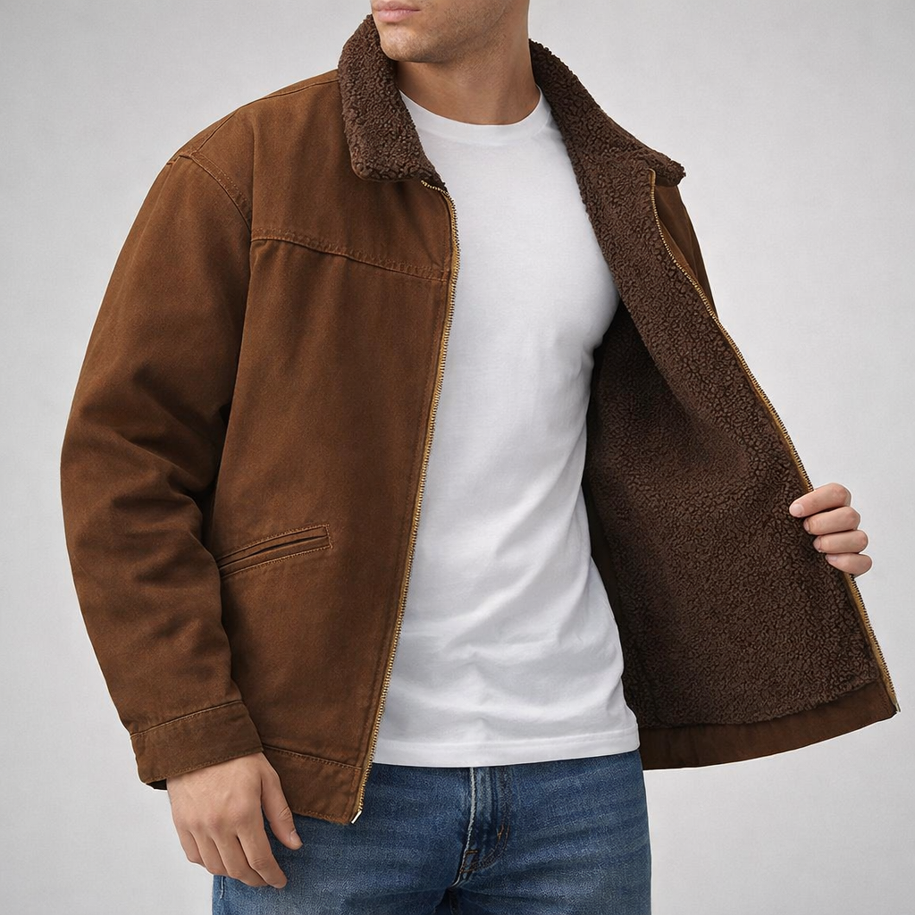 Men's Sherpa-Lined Denim Jacket – Warm Casual Trucker – view 5