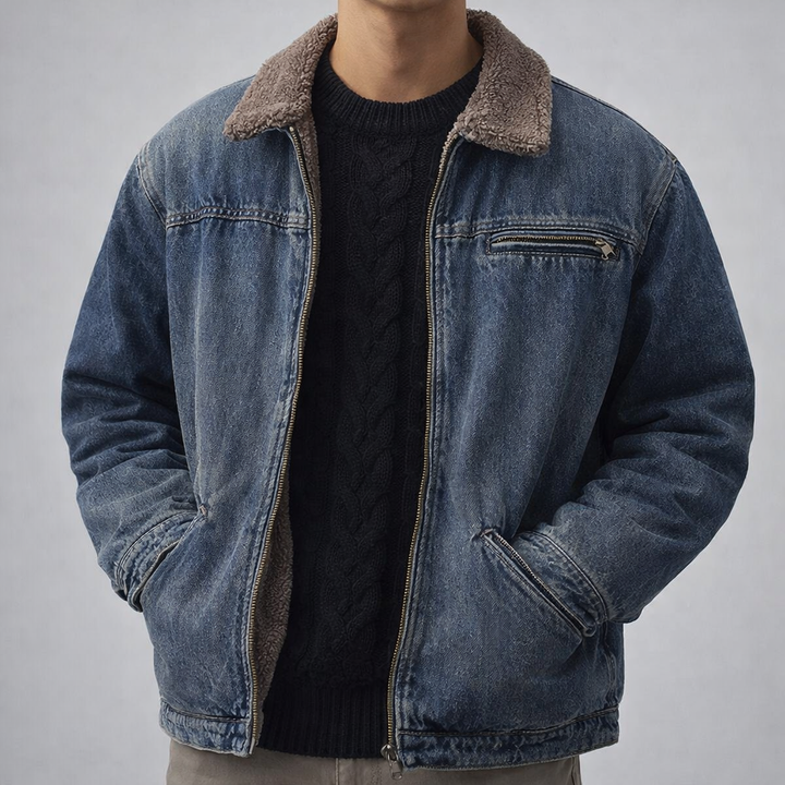 Men's Sherpa-Lined Denim Jacket – Warm Casual Trucker – view 6