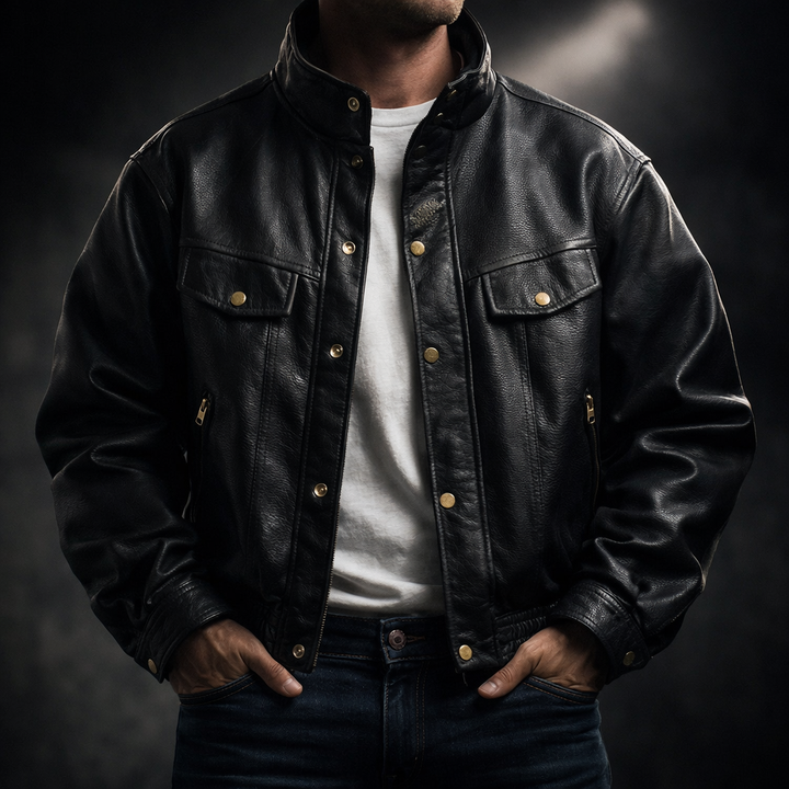 Men's Textured Leather Heritage Jacket – Vintage Layering Jacket – view 4