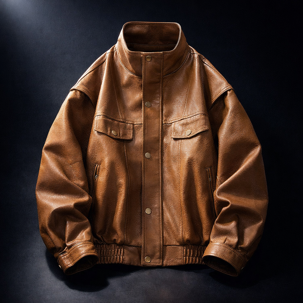 Men's Textured Leather Heritage Jacket – Vintage Layering Jacket – view 2