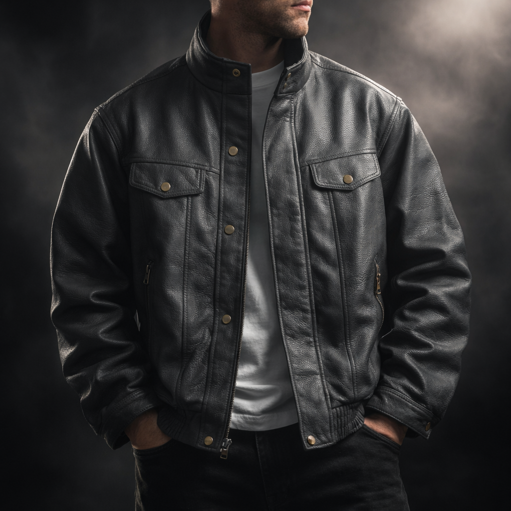 Men's Textured Leather Heritage Jacket – Vintage Layering Jacket – view 5