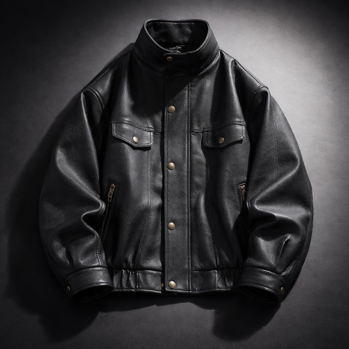 Men's Textured Leather Heritage Jacket – Vintage Layering Jacket – view 6