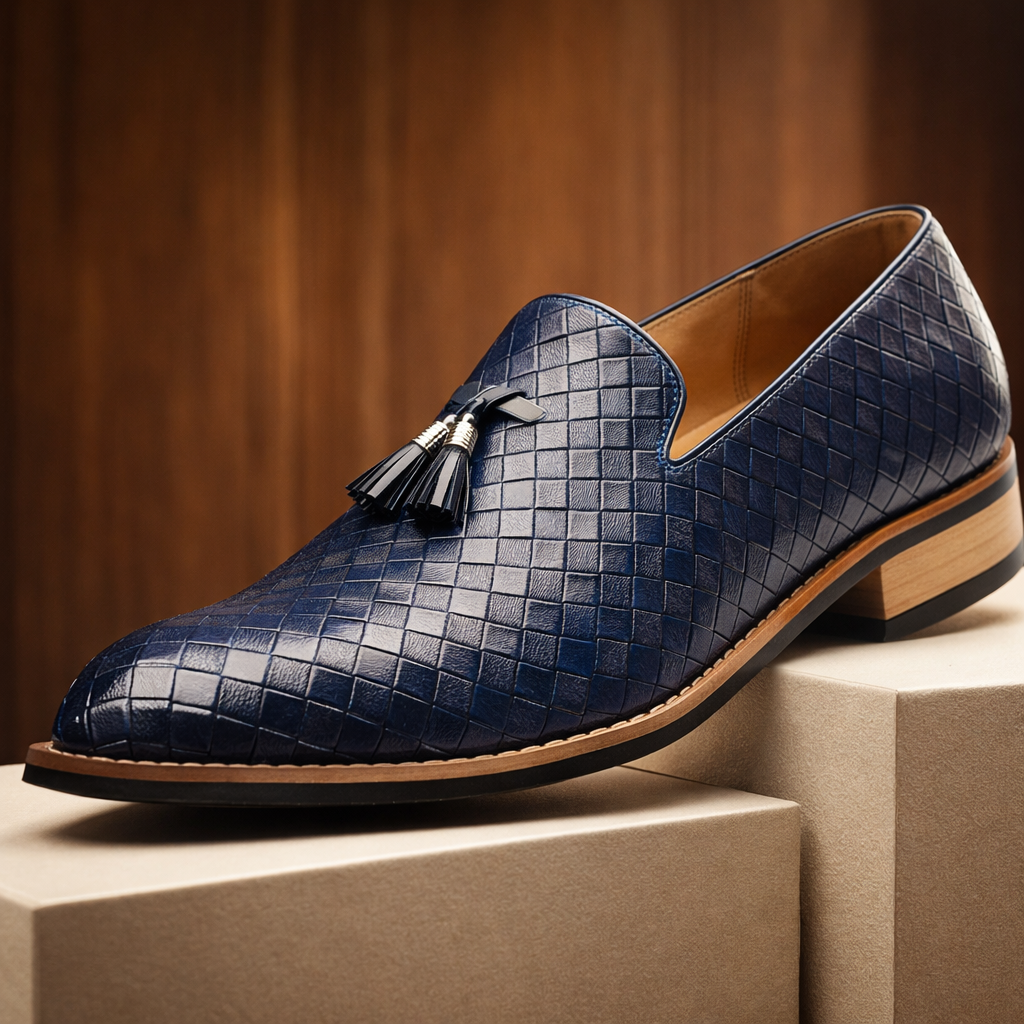 Men's Woven Leather Tassel Loafers – Smart Slip-On Shoes – view 3