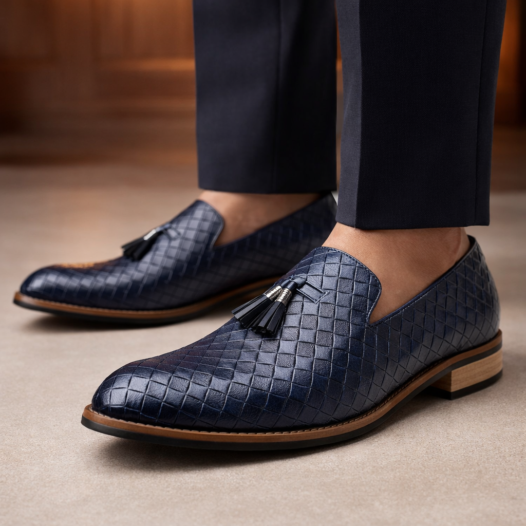 Men's Woven Leather Tassel Loafers – Smart Slip-On Shoes – view 4