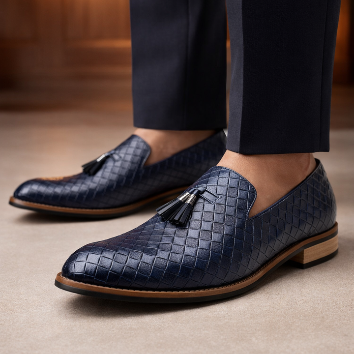 Men's Woven Leather Tassel Loafers – Smart Slip-On Shoes – view 4