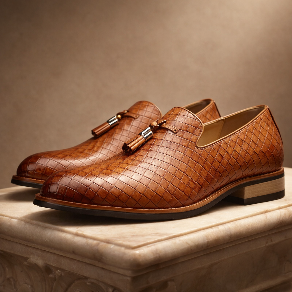 Men's Woven Leather Tassel Loafers – Smart Slip-On Shoes – view 2