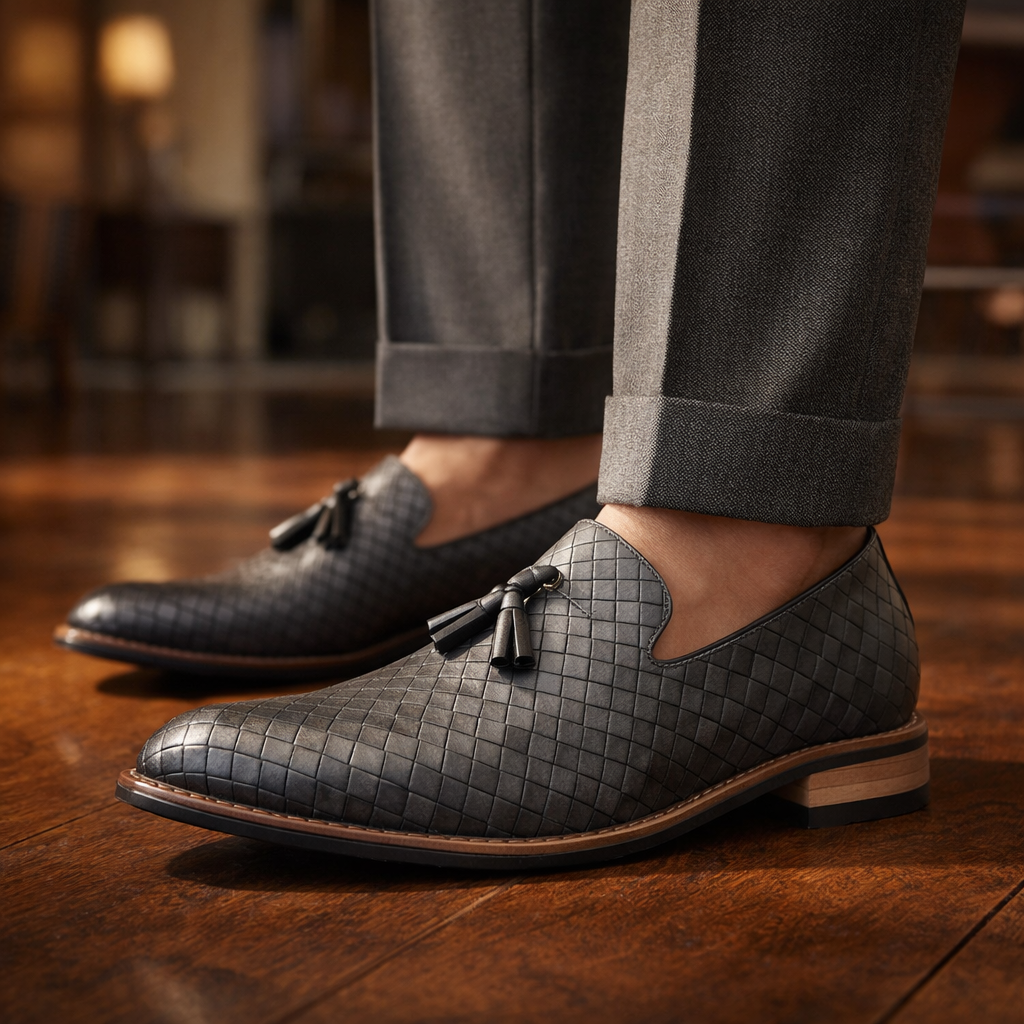 Men's Woven Leather Tassel Loafers – Smart Slip-On Shoes – view 6