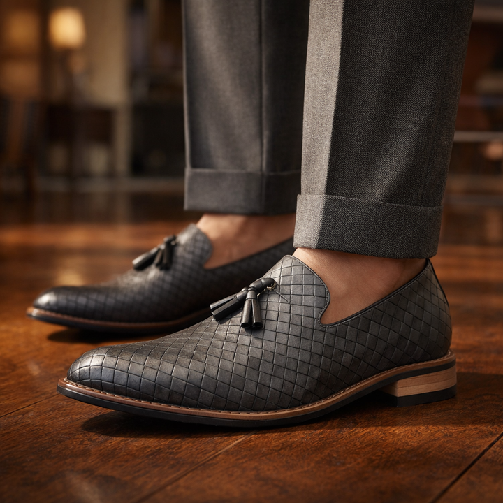 Men's Woven Leather Tassel Loafers – Smart Slip-On Shoes – view 6