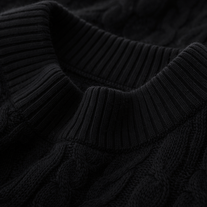 Men's Cable Knit Cotton Jumper – Textured Crew Neck Sweater – view 5