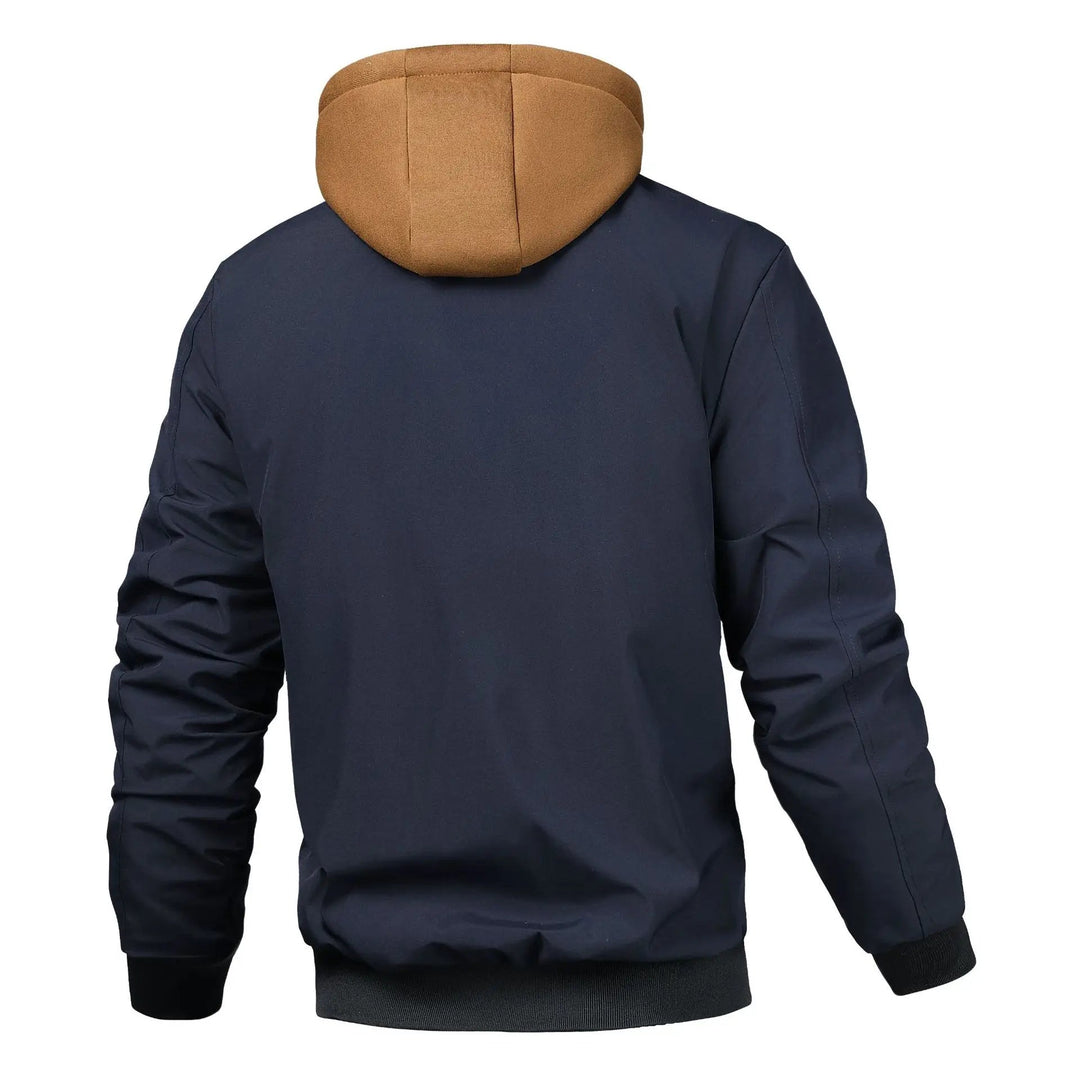 Men's Quilted Cotton Bomber Hooded Jacket – Insulated Layering – view 7