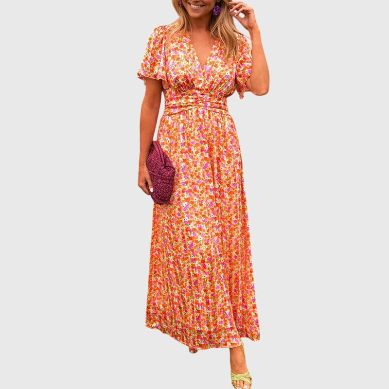 Women's Floral V-Neck Summer Dress - Breezy & Elegant