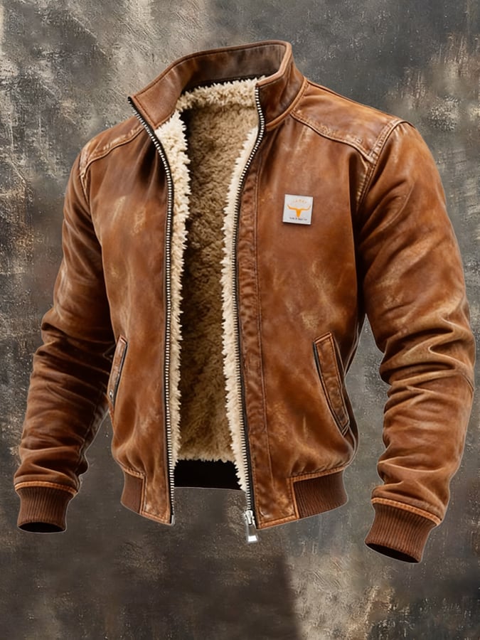 Men's Sherpa-Lined Bomber Jacket – Warm Leather-Effect Winter Coat – view 2