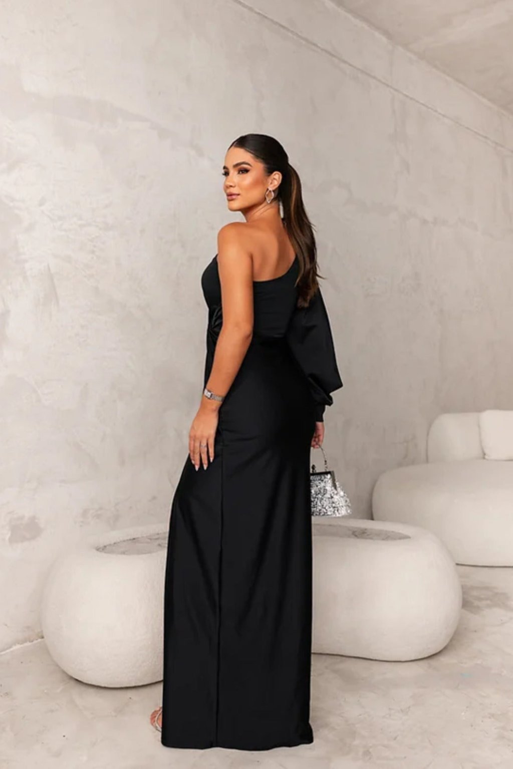 Women's One-Shoulder Maxi Dress - Elegant Party Styling
