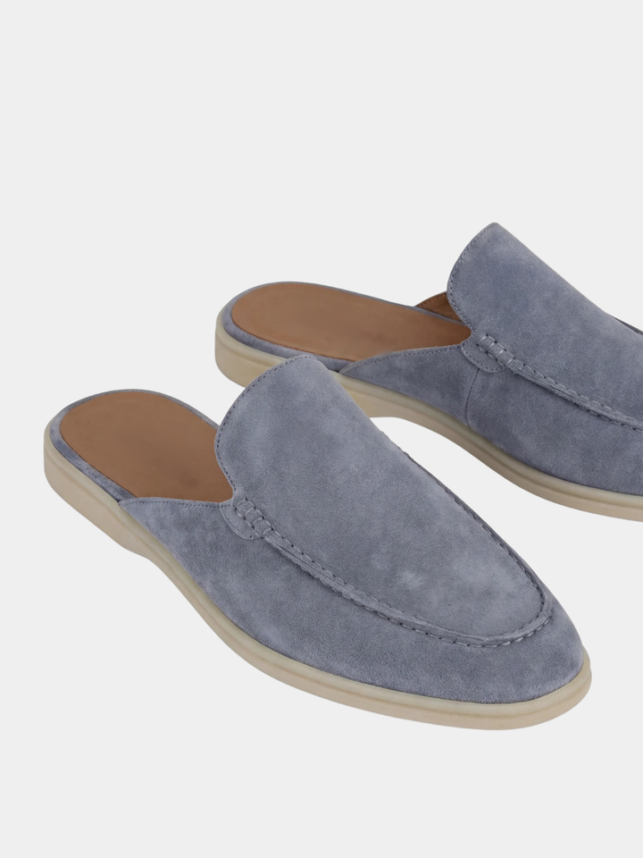Men's Leather Slip-On Mules – Yacht Loafers – Baby Blue – view 4