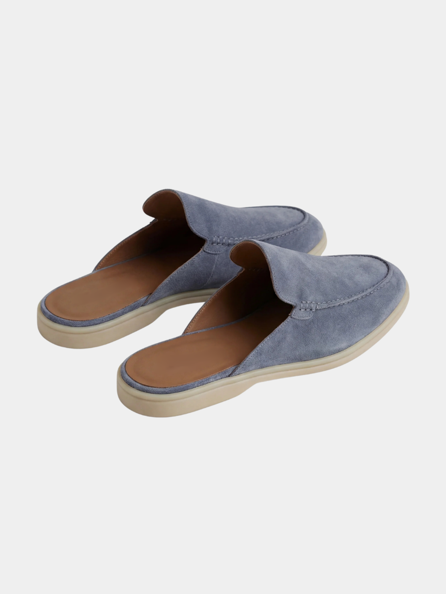 Men's Leather Slip-On Mules – Yacht Loafers – Baby Blue – view 5