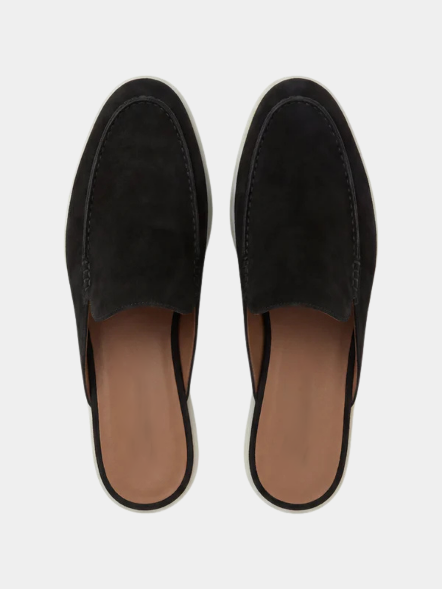 Men's Leather Slip-On Mules – Yacht Loafers – Black – view 3