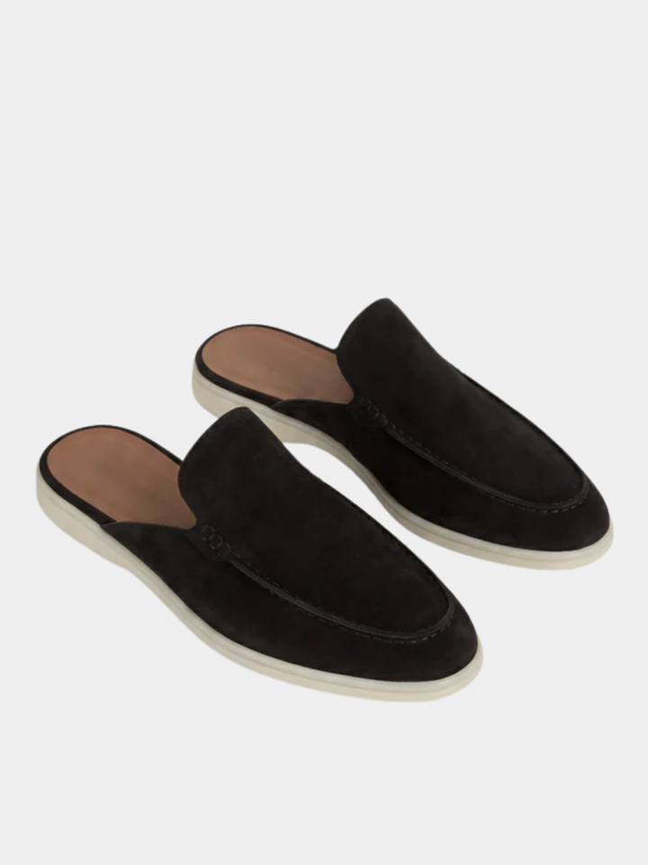 Men's Leather Slip-On Mules – Yacht Loafers – Black – view 4