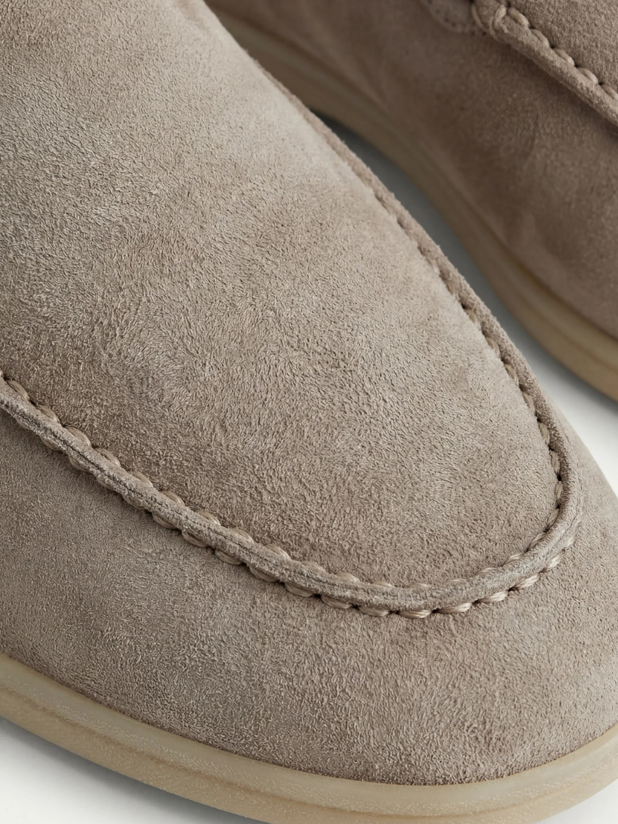 Men's Leather Slip-On Mules – Yacht Loafers – Light Grey – view 3