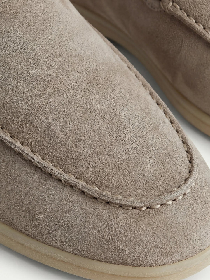 Men's Leather Slip-On Mules – Yacht Loafers – Light Grey – view 3