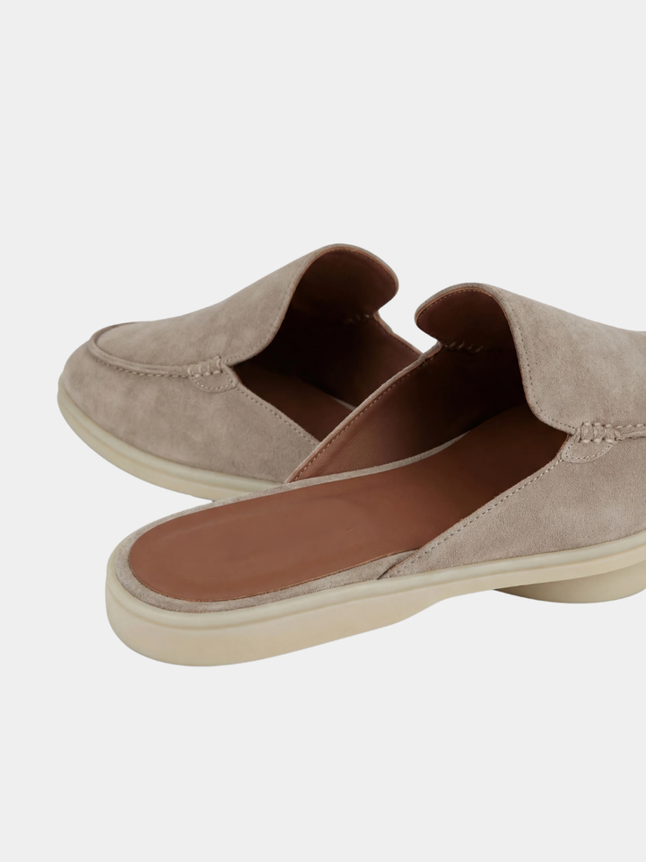 Men's Leather Slip-On Mules – Yacht Loafers – Light Grey – view 4