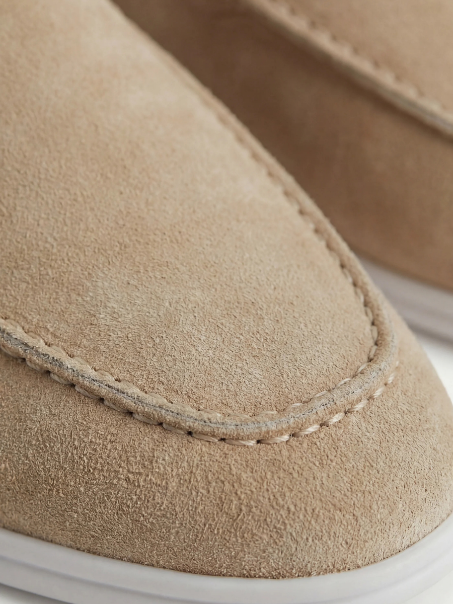 Men's Leather Slip-On Mules – Yacht Loafers – Beige – view 3
