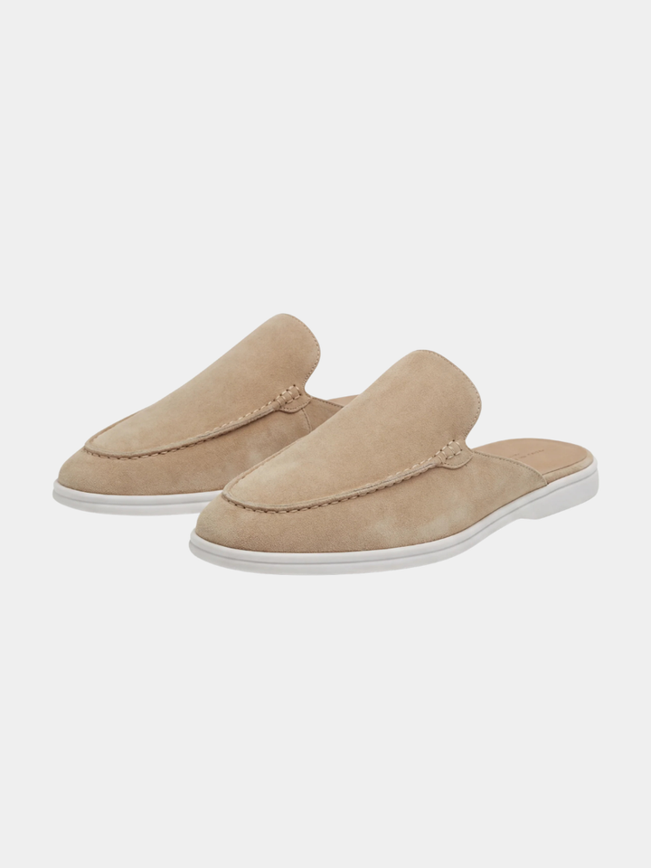 Men's Leather Slip-On Mules – Yacht Loafers – Beige – view 4