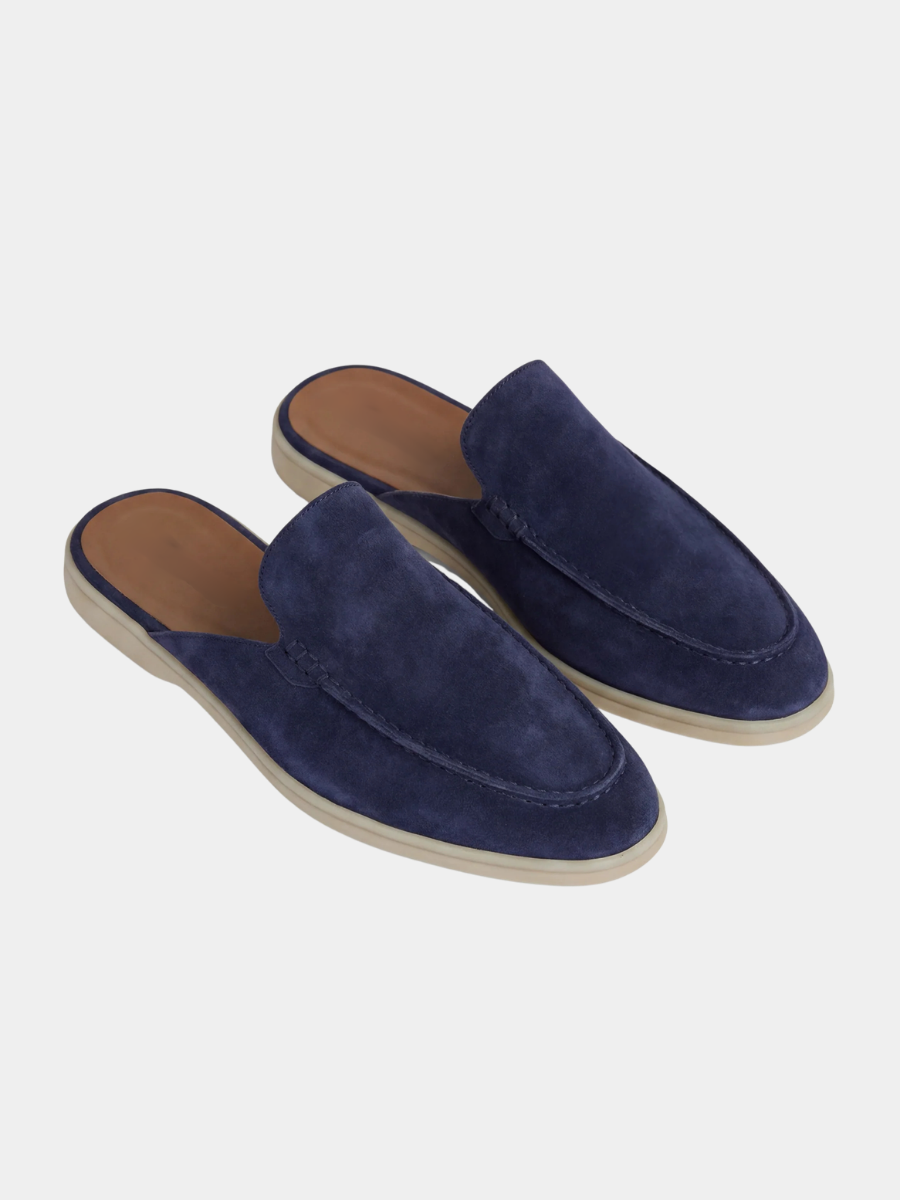 Men's Leather Slip-On Mules – Yacht Loafers – Navy – view 4