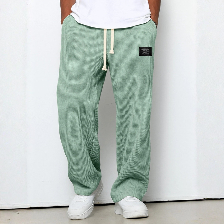 Men's Waffle-Knit Cotton Trousers - Relaxed Casual Joggers – view 6