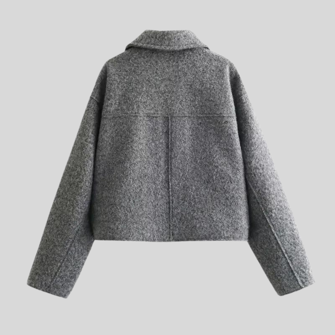 Women's Wool Blend Cropped Tailored Jacket – Smart Layering – view 2