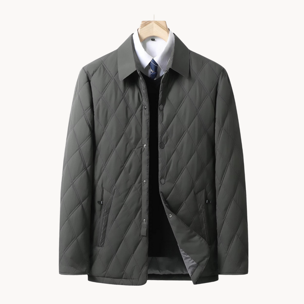 Men's Quilted Coat – Fleece Lined – Windproof & Water-Resistant