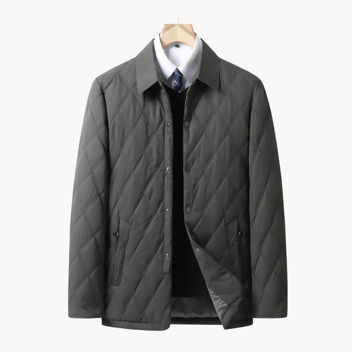 Men's Quilted Coat – Fleece Lined – Windproof & Water-Resistant