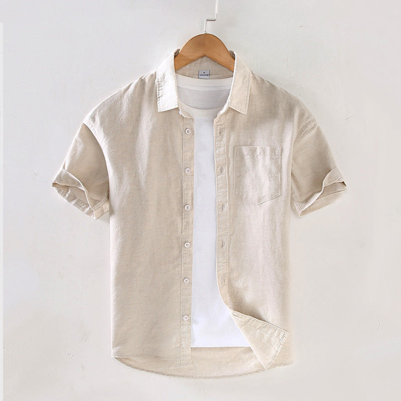 Men's Matteo Linen Short Sleeve Shirt – Summer Smart Casual – Sky Blue