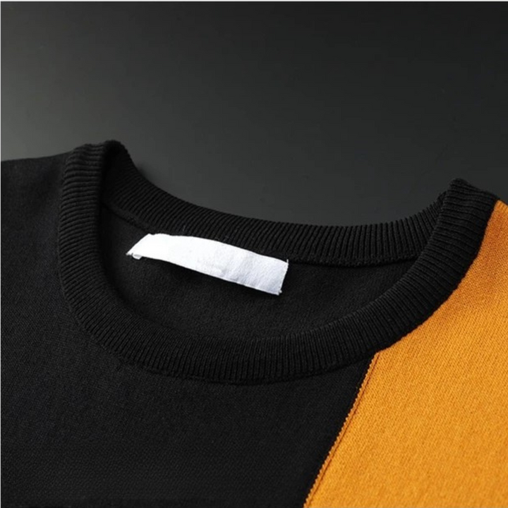 Men's Cotton-Blend Colourblock Knit Top – Smart Casual Crew Neck – view 2