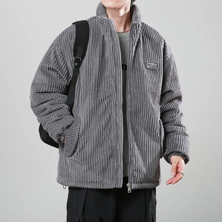 Men's Corduroy Jacket – Quilted Lining, Funnel Neck Warmth