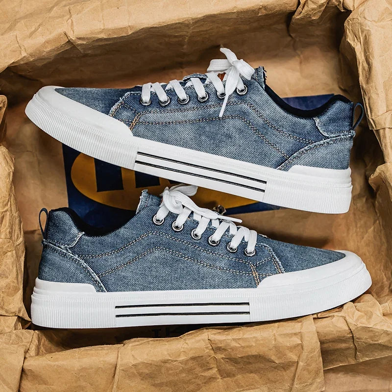 Men's Denim Trainers – Casual Low-Top Sneakers with Grip Sole – view 11