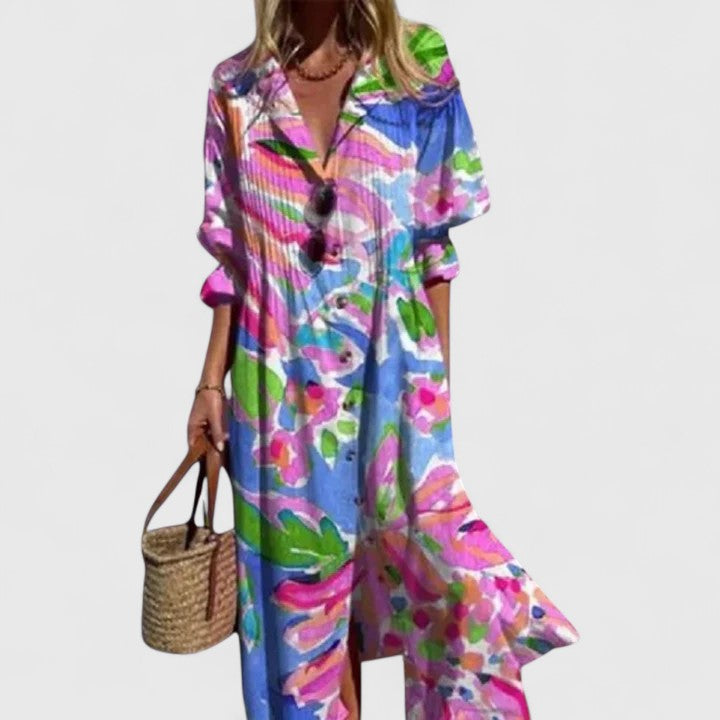 Women's Elegant Boho Dress - Vibrant & Flattering Style