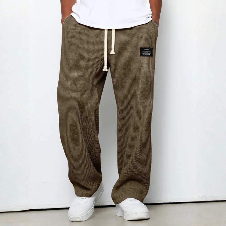 Men's Waffle-Knit Cotton Trousers - Relaxed Casual Joggers – view 10