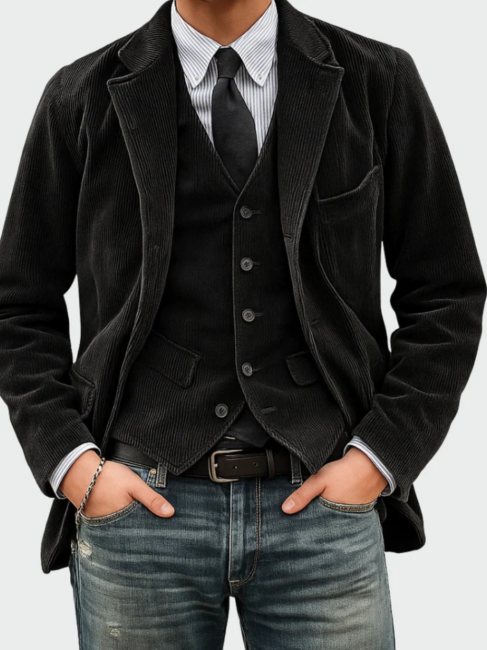 Men's Corduroy Blazer & Waistcoat Set – Two-Piece Tailored Co-ord – view 4