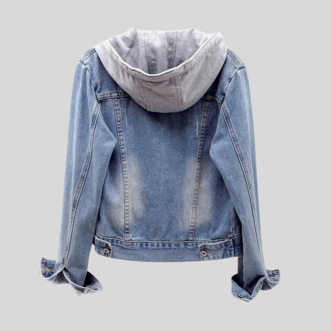 Women's Denim-Look Hooded Jacket – Lightweight Casual Layer – view 2