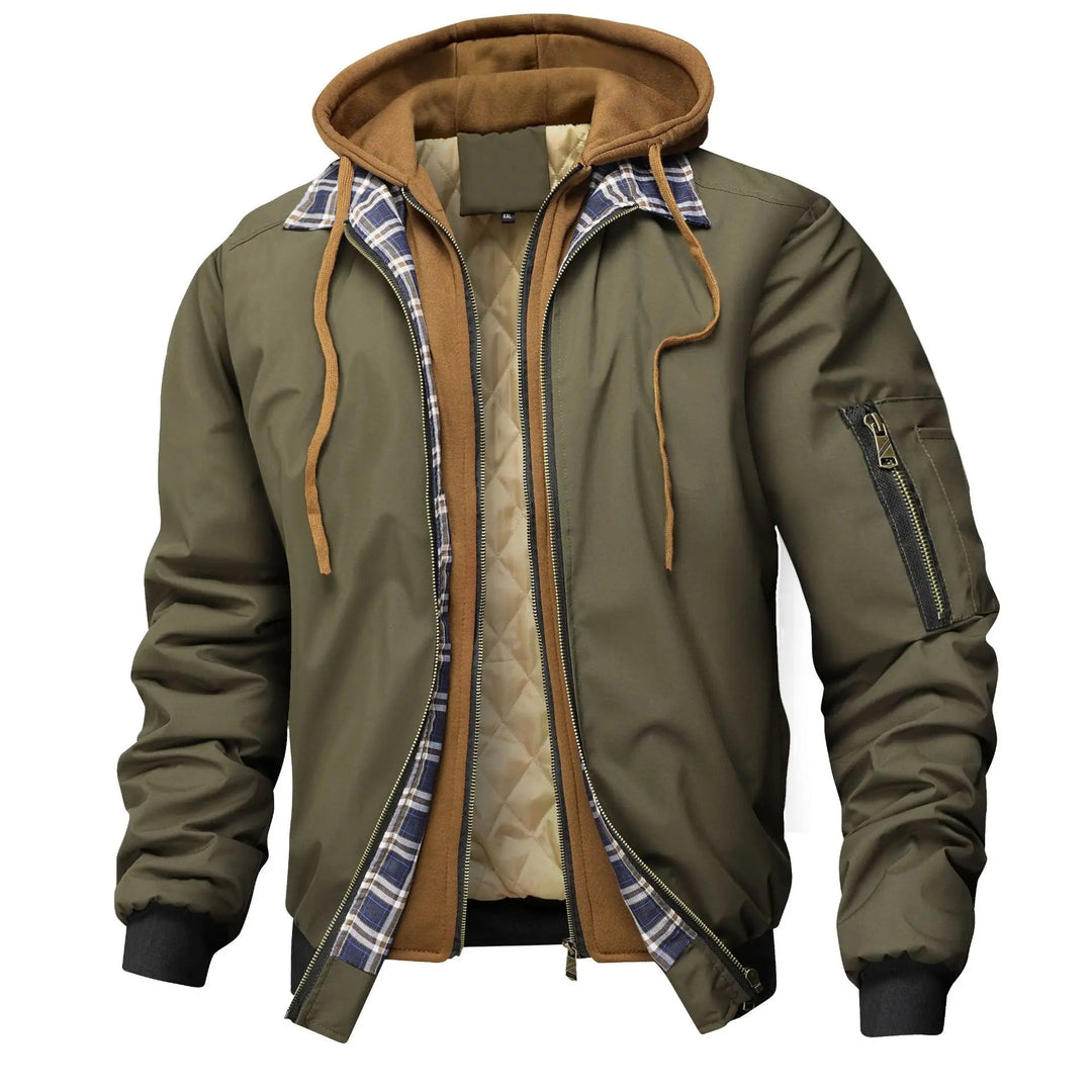 Men's Quilted Cotton Bomber Hooded Jacket – Insulated Layering – view 3