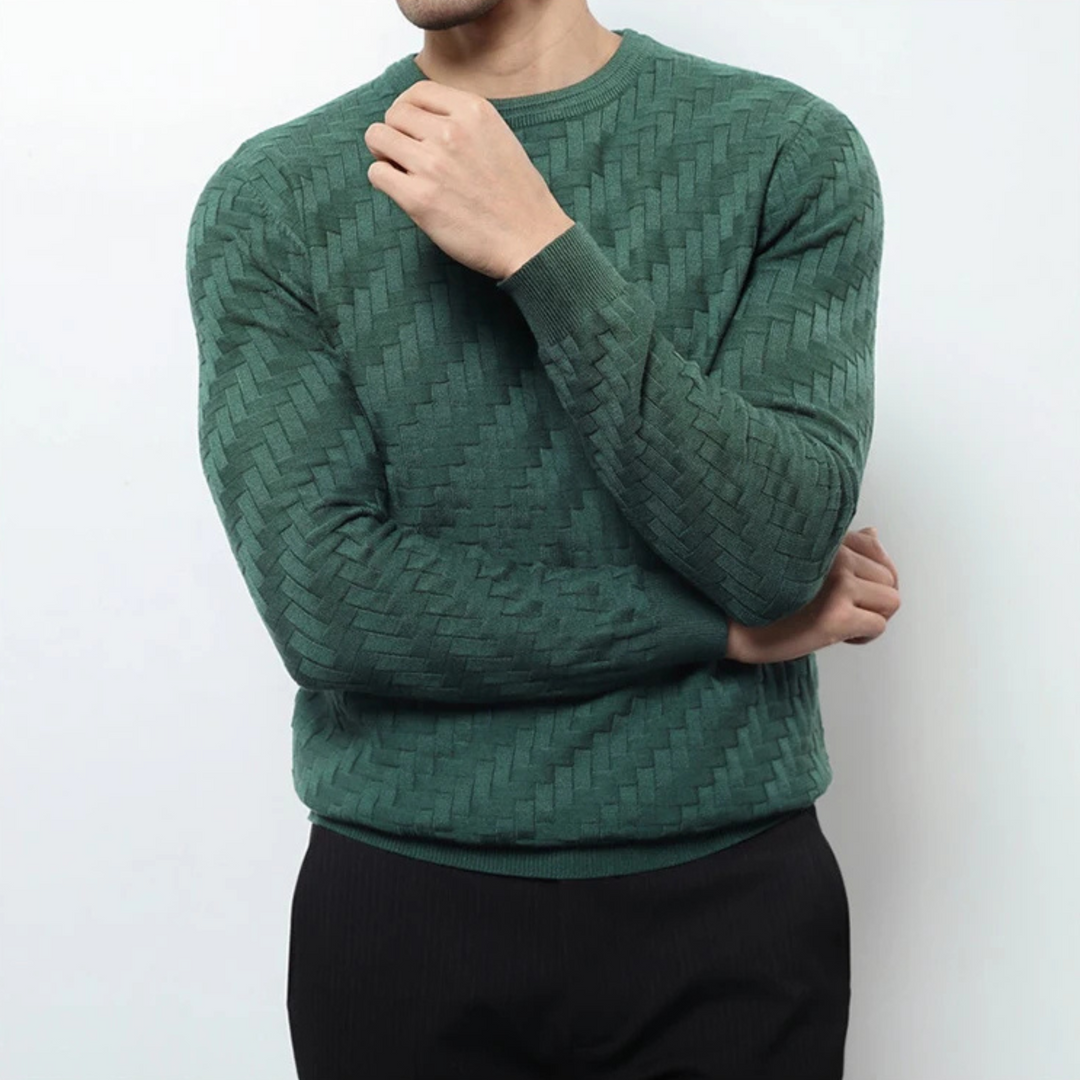 Men's Textured Knit Crew Neck Jumper – Mid-Weight Layering – view 11