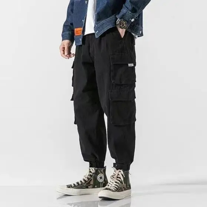 Men's Heavyweight Cotton Cargo Joggers – Tapered Utility Trousers – view 12