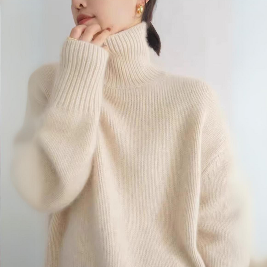Women's Cashmere Roll Neck Jumper – Oversized Chunky Knit – view 3
