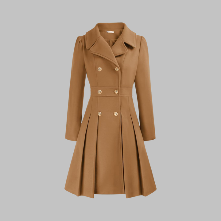 Women's Double Button Long Sleeve Coat - Elegant & Timeless