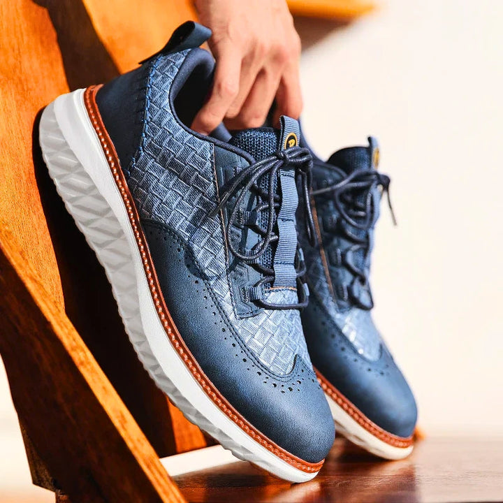 Men's Woven Leather Trainers – Smart-Casual Hybrid Shoes – view 4